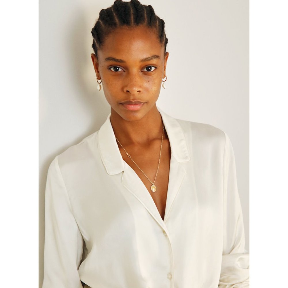 Aritzia Wilfred Tie Front 100% Cupro Japanese Fabric Blouse - Picture 2 of 10